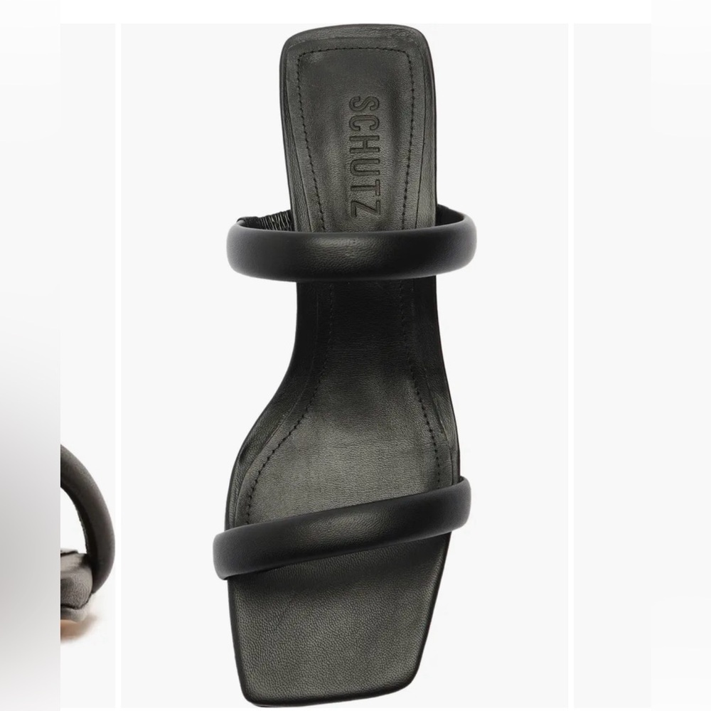 SCHUTZ Black Padded Double-Strap Slide Sandal